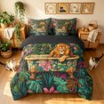 thumbnail image 3 of Manfei Maximalism Lion Full Size Bedding Sets, Tribal Palm Leaf Full Size Bed in a Bag, Dark Green Brown, Black Reversible, 7-Piece, 3 of 6