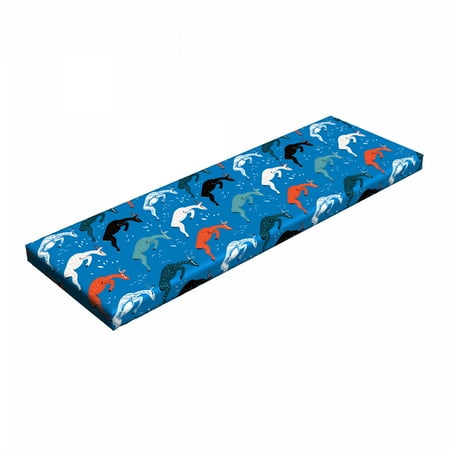 

Goat Bench Pad Repeating Pattern of Jumping Pose Drawn Abstract Animal with Horns HR Foam Cushion with Decorative Fabric Cover 45 x 15 x 2 Sea Blue Multicolor by Ambesonne