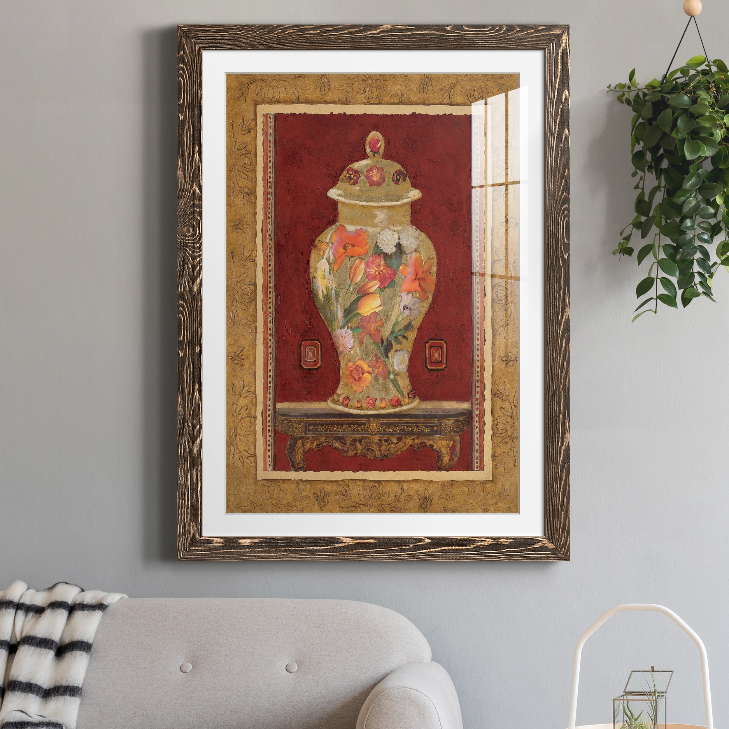 Romantic Urn II - Premium Framed Print - Distressed Barnwood Frame - Ready to Hang