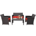 thumbnail image 6 of Patiojoy 4PCS Outdoor Patio Furniture Sets Weather-Resistant Rattan Sofas w/ Soft Cushion Red, 6 of 7