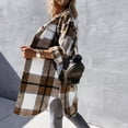 thumbnail image 3 of Powerdelux Women's Fall Color Block Plaid Flannel Shacket Jacket Button Down Shirt Coat Tops, 3 of 5