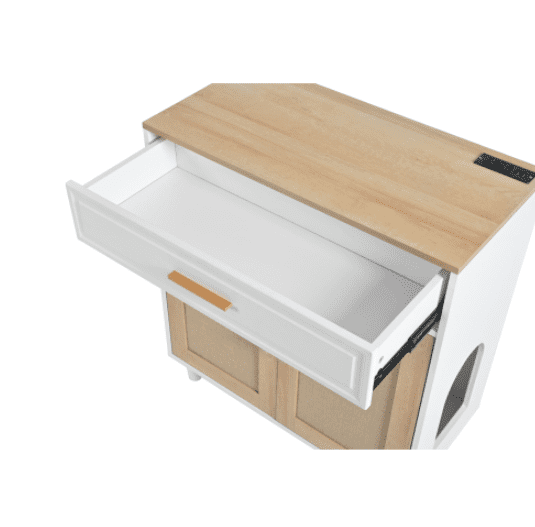 Euroco Cat litter box Cat house With Sisal scratching door Charging socket Cat friendly furniture