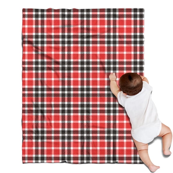 Red Black White Checkerboard Checkered Pattern Blanket,Comfortable Soft Flannel Throw Blanket,All Season,Warm Lightweight Blankets for Sofa Bed Couch Living Room Chair,30"x40"