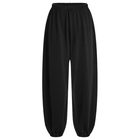 iefiel Loose Casual Sports Pants For Boys Girls Taichi Martial Art Trousers Kung Fu Practice Clothes Black 130