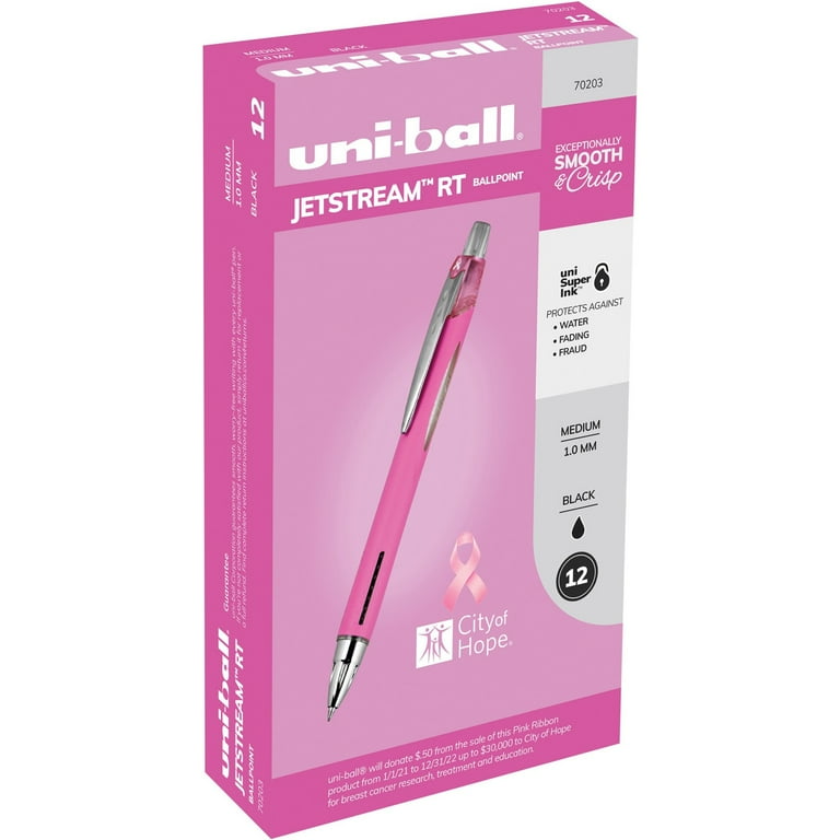 uni Jetstream RT Pink Ribbon Ballpoint Pen - Medium Pen Point - 1 mm Pen Point Size - Black Gel-based, Hybrid Ink - Pink Barrel - 1 Dozen uni Jetstream RT Pink Ribbon Ballpoint Pen - Medium Pen Point - 1 mm Pen Point Size - Black Gel-based, Hybrid Ink - Pink Barrel - 1 Dozen