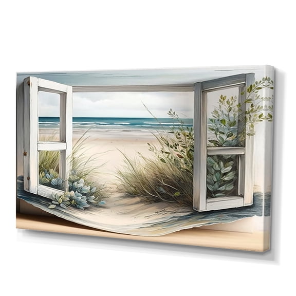 Designart Window To The Beach V Canvas Wall Art
