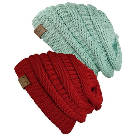 C.C Women's Knit Beanie Cap Hat (2 PACK)