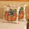 thumbnail image 2 of Fall Pillow Covers 18x18 Set of 2 Orange Pumpkin Leaf Buffalo Plaid Fall Decor Pillowcase Autumn Thanksgiving Decorative Outdoor Throw Pillow Covers Linen Farmhouse Cushion Case for Sofa Home, 2 of 6