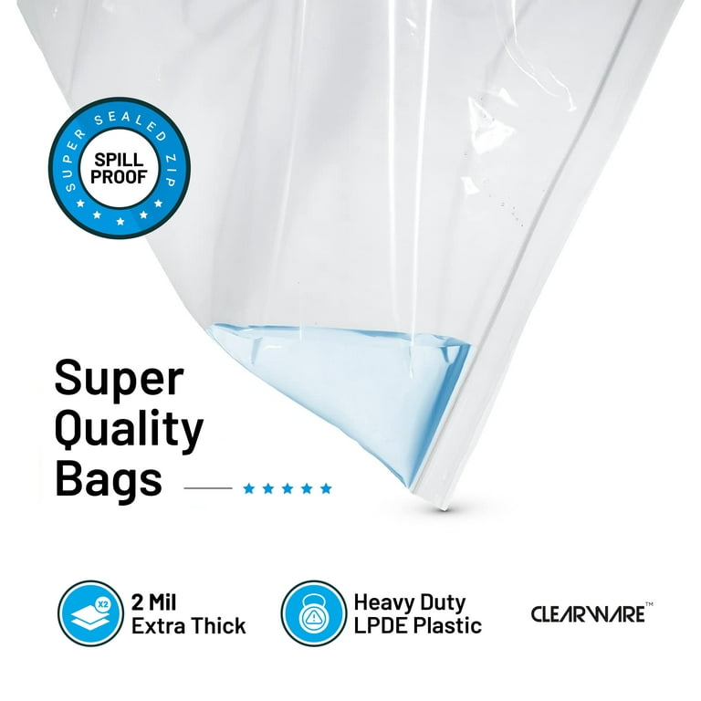 15 Count - Large Plastic Bags With Zipper Top, 10 Gallon Size 24 x 24, Extra  Large Storage Bags, For Clothes, Travel, Moving, BPA-Free, Heavy Duty 3-Mil  Thick 