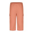 thumbnail image 5 of Bzhegqhd Solid Elastic Waist Pocket Cropped Pants Casual Stretchy Stylish Pants for Spring Summer Women's Clothing, 5 of 7
