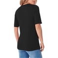 thumbnail image 4 of Womens Half Sleeve Tops Crewneck Shirts Basic Fit Tee Trendy 2026 Spring Summer Business Casual T-Shirts Black M, 4 of 4
