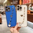 thumbnail image 4 of Dteck Case Compatible with iPhone 13 6.1" 2021 Release, TPU Shell Electroplated Frame & 3D Love Bracelet Wrist Chain Shockproof & Anti-drop Luxury Fashion Case for Girls & Women For iPhone 13, White, 4 of 9
