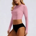 thumbnail image 4 of MGDXOX Women's 2 Piece Long Sleeve Rash Guard Swimsuit UPF 50+ Cropped Rashguard Top with High Waisted Bottom Athletic Swimwear for Surfing Diving Pink S, 4 of 6