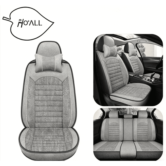 All-Season Full Coverage Car Seat Cover, Breathable Linen & CottonSingle Seat Cushion for Sedan Driver & Passenger Seats
