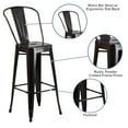 thumbnail image 6 of Flash Furniture Lily Commercial Grade 4 Pack 30" High Black-Antique Gold Metal Indoor-Outdoor Barstool with Removable Back, 6 of 13