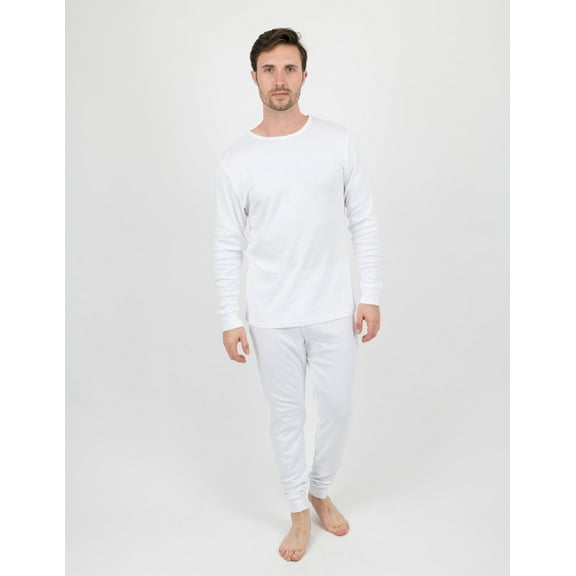 Leveret Mens Two Piece Cotton Pajamas Solid White S
