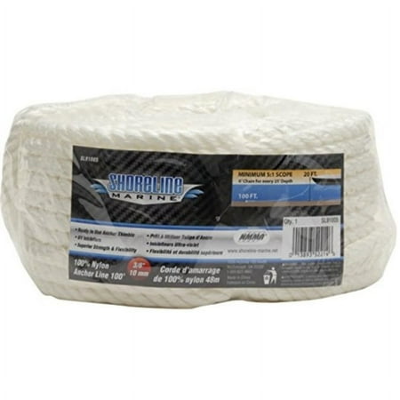 UPC: 0013893591005 | Shoreline Marine 3 Strand Twisted Nylon Anchor Line 3/8 x 100 ft White