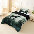 thumbnail image 2 of Manfei Wild Buck Twin Comforter Sets,Natural Green Pine Mountain Bedding Set,Black Reversible,2pcs,1 Comforter and 1 Pillowcase, 2 of 7