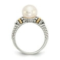 thumbnail image 4 of Auriga Fine Jewelry 925 Sterling Silver and Gold 8mm FWC Engagement Pearl Ring Size 6 for Women, 4 of 6