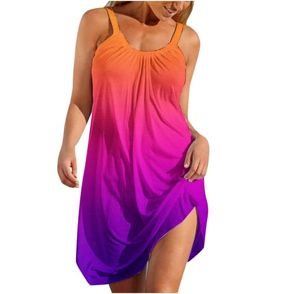 IROINNID Women's Shift Dress Summer Comfortable Fashion Loose Sleeveless Dress Prints Drop Waist Dress