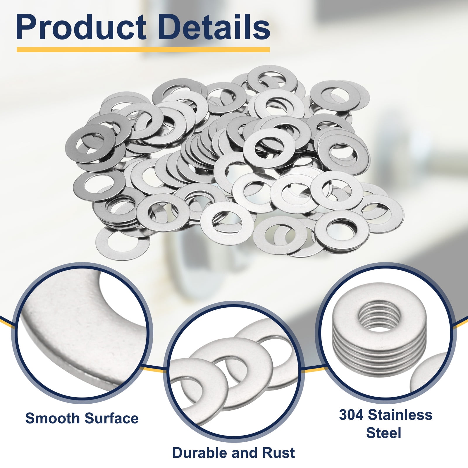 Unique Bargains Flat Washer for Screw Metal Washers Bolts 8MM ID x 16MM OD x 0.5MM Thick