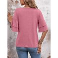 thumbnail image 4 of QINCAO Womens Tops Ruffle Sleeve V Neck Casual Tunic Shirts S-XXL, 4 of 5