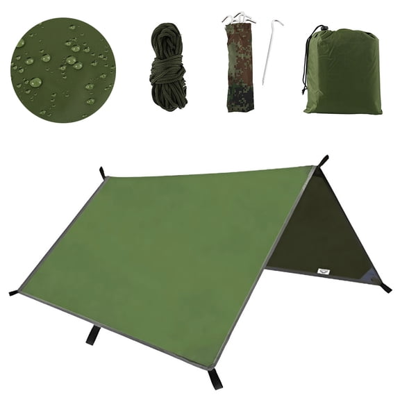 HOTBEST Tarp Sun Shelter Tent Camping Tarp Hammock Rain Fly, 10 x 10Ft