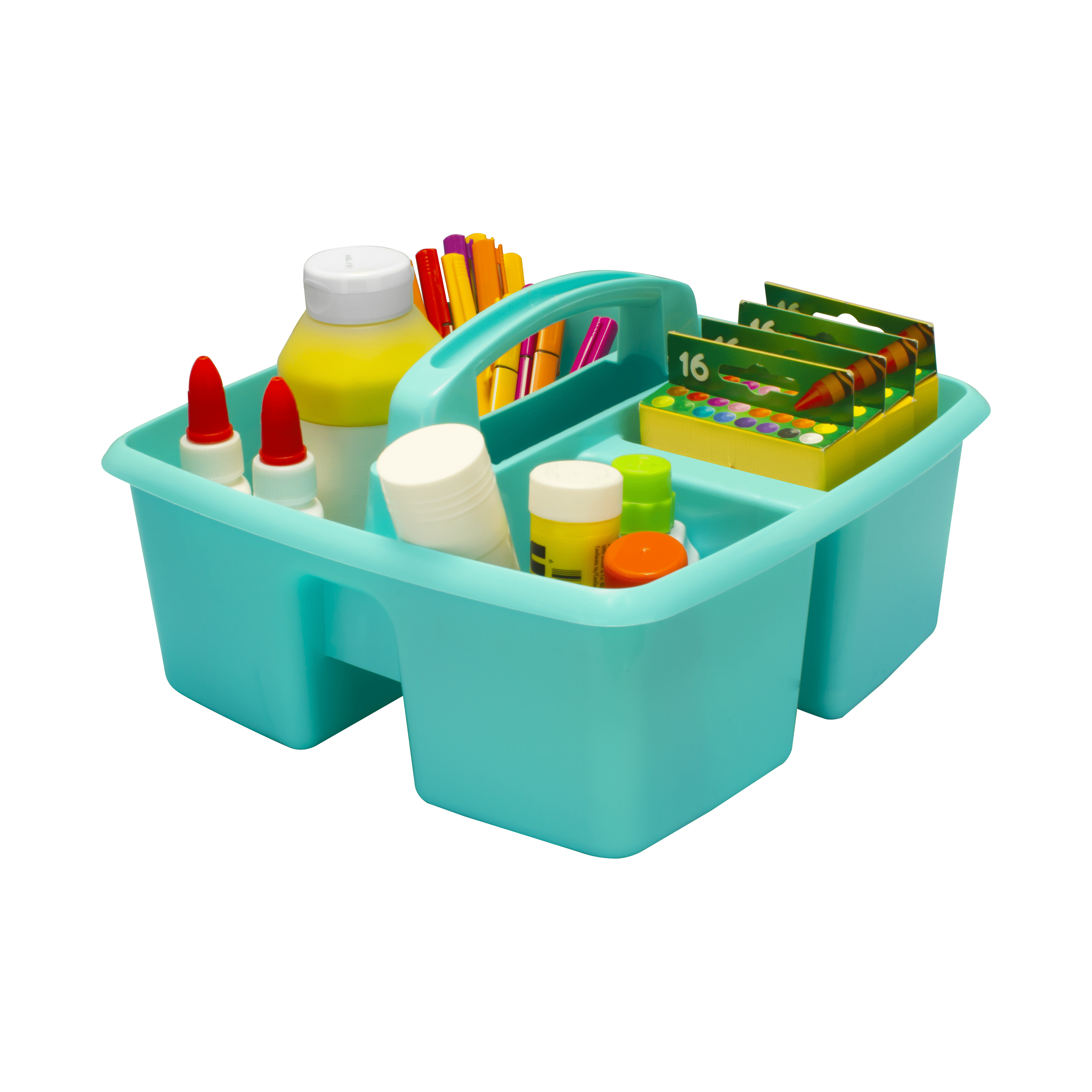 Teaching Tree Colorful Plastic Craft Caddies with Handles, 6.5x4.5x4.75 in.