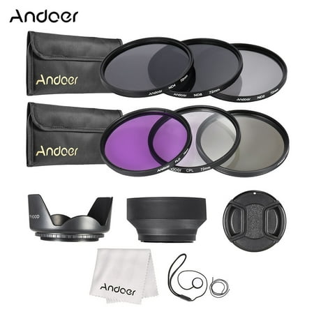 Image of Andoer ND Lens ND4 ND8) Carry 72mm Lens Filter Filter Kit Lens Filter Kit Lens ND8) Carry Pouch/Lens Cap Rubber Lens Pouch/Lens Cap/Lens Cap Cap/Lens Cap Rubber Rubber Lens Cloth