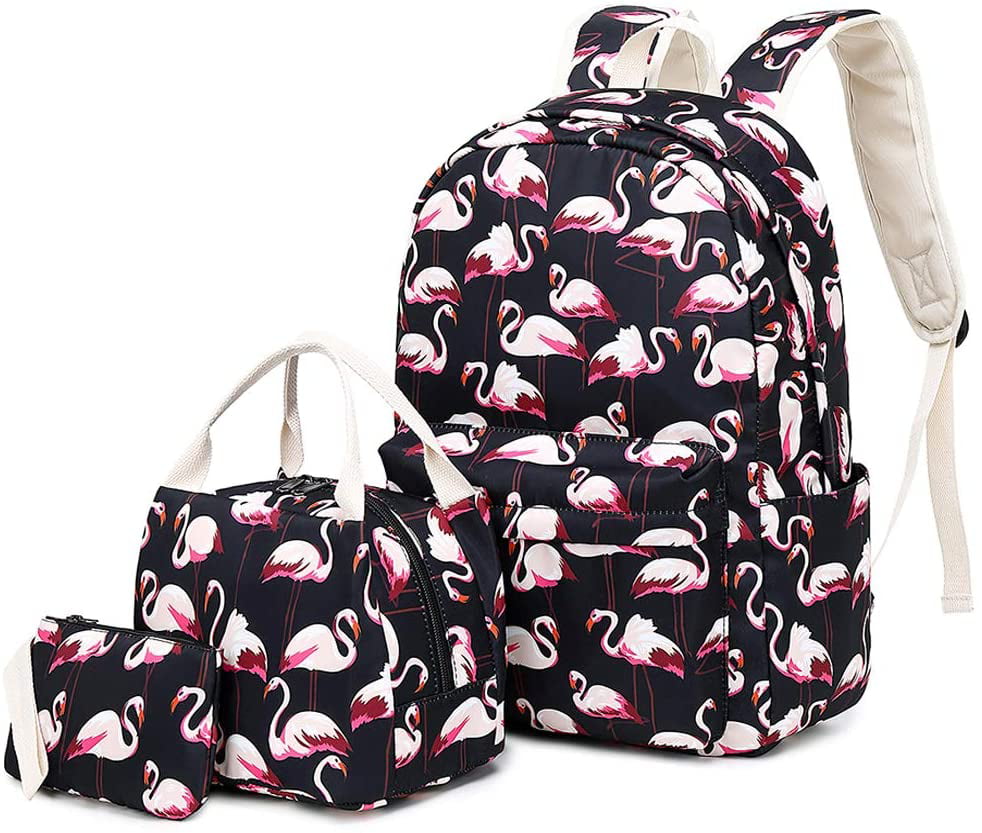 Flamingos Printed Casual Laptop Backpack College School Bag Travel Daypack 