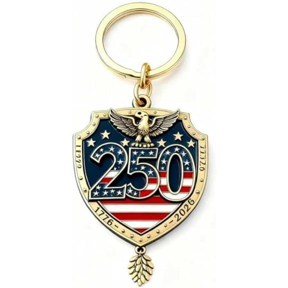 USA 250th Anniversary Commemorative Keychain Pendant Eagle American Flag Pattern Key Buckle Patriotic Souvenir Gift Key Ring