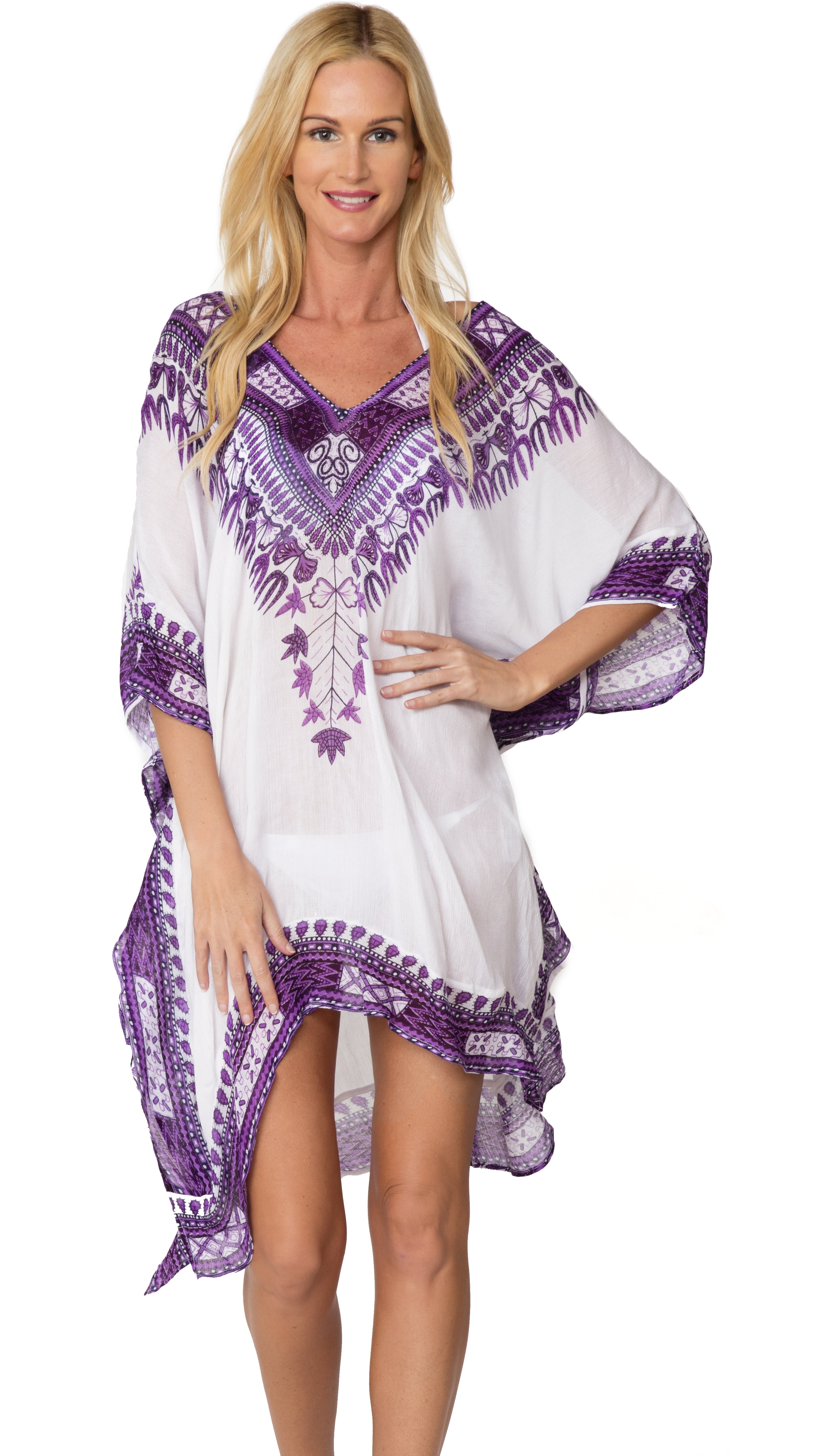 Ingear Fashion Cover Up Summer Hawaiian Poncho Print Tunic Hem Tops