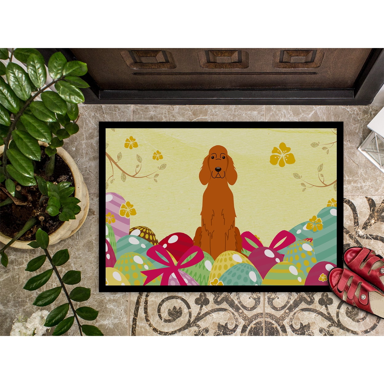 Carolines Treasures BB6064JMAT 24 x 36 in. Easter Eggs Irish Setter Indoor or Outdoor Mat