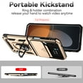 thumbnail image 3 of Heavy Duty Armor Case for Samsung Galaxy Z Flip 4, Rugged PC Soft TPU Military Grade Shockproof Metal Magnetic Car Mount Shockproof Cover with Camera Lens Sliding Ring Holder Bracket Case,Gold, 3 of 9