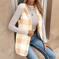 thumbnail image 2 of ZHOUCHANKIDS Womens Fleece Sherpa Vest Winter Sleeveless Fuzzy Fluffy Checkered Plaid Vest Zip Up Jacket with Pockets Yellow S, 2 of 7