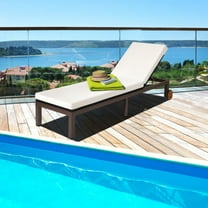 Gymax Patio Adjustable Rattan Recliner Chaise Lounge Chair w/ Cushion Wheels