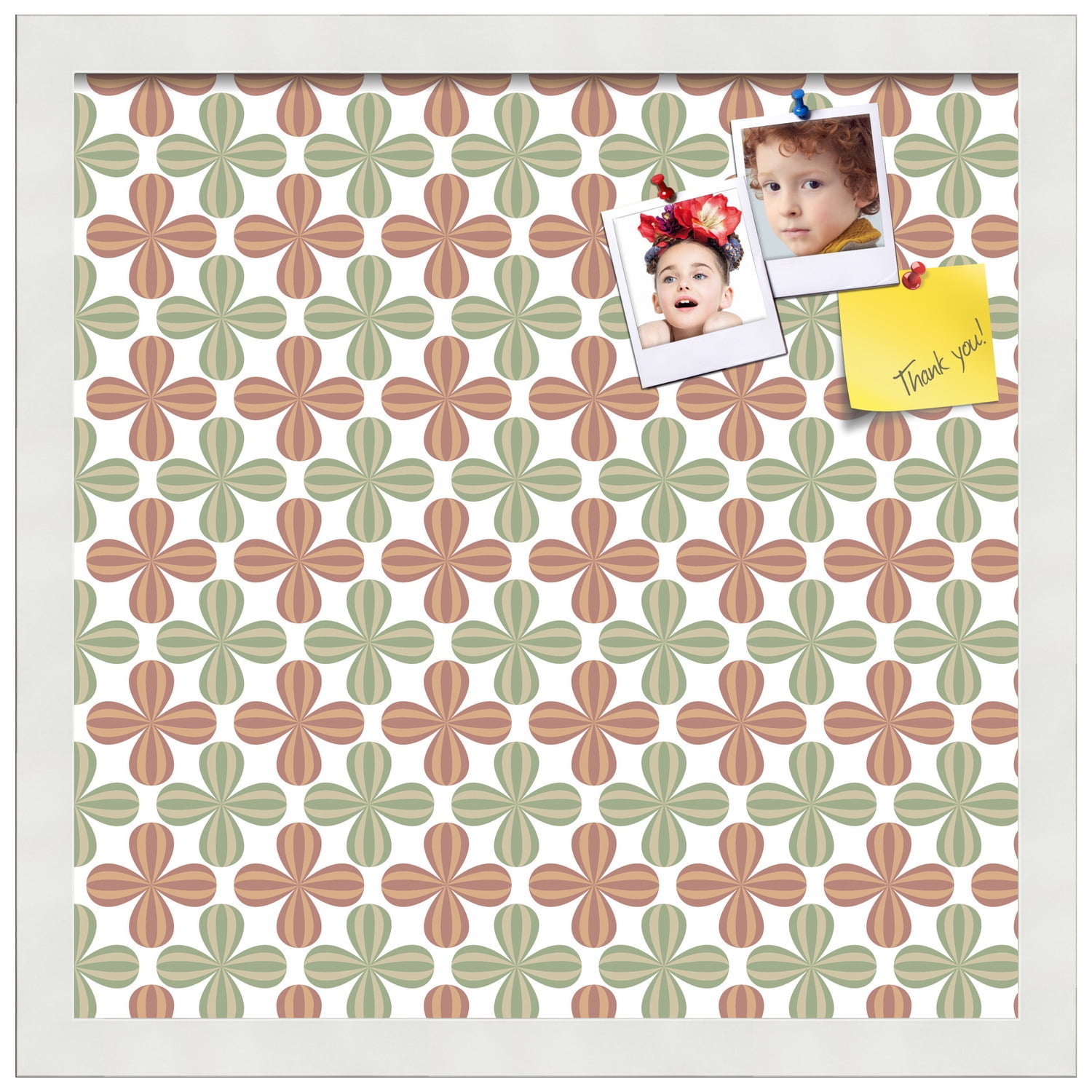 PinPix ArtToFrames 14x14 Custom Cork Bulletin Board    Poster Board Has a Fabric Style Canvas Finish, Framed in Satin White Frame (PinPix-558)