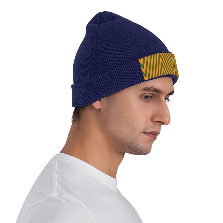 Unisex white skullcap with green & orange stripes Irish Flag Striped Knit Beanie Hat, Green, White & Orange  main image 4