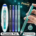 thumbnail image 2 of Press Fountain Pen Inks Pen with 5 Inks Cartridges 0.38mm Fine Tip Retractable Inks Pen for Writing Drawing Multicolor, 2 of 4
