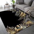 thumbnail image 3 of 2x4 Runner Rugs Nordic Light Luxury Fashion Art Fit Under Door Rugs for Entryway, Black Gold Plant Leaves Kitchen Runner Rug Soft Non Slip Washable for Sink Entryway Hallways Indoor, 3 of 7