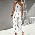 thumbnail image 4 of Mono Para Mujer, Verano, Tirantes Adelgazantes, Un Hombro, Plisado, Cintura Alta, Pantalones de Pierna Informales, Mono Con Estampado de Plumas, Mono Odeerbi ODB-4, 4 of 5