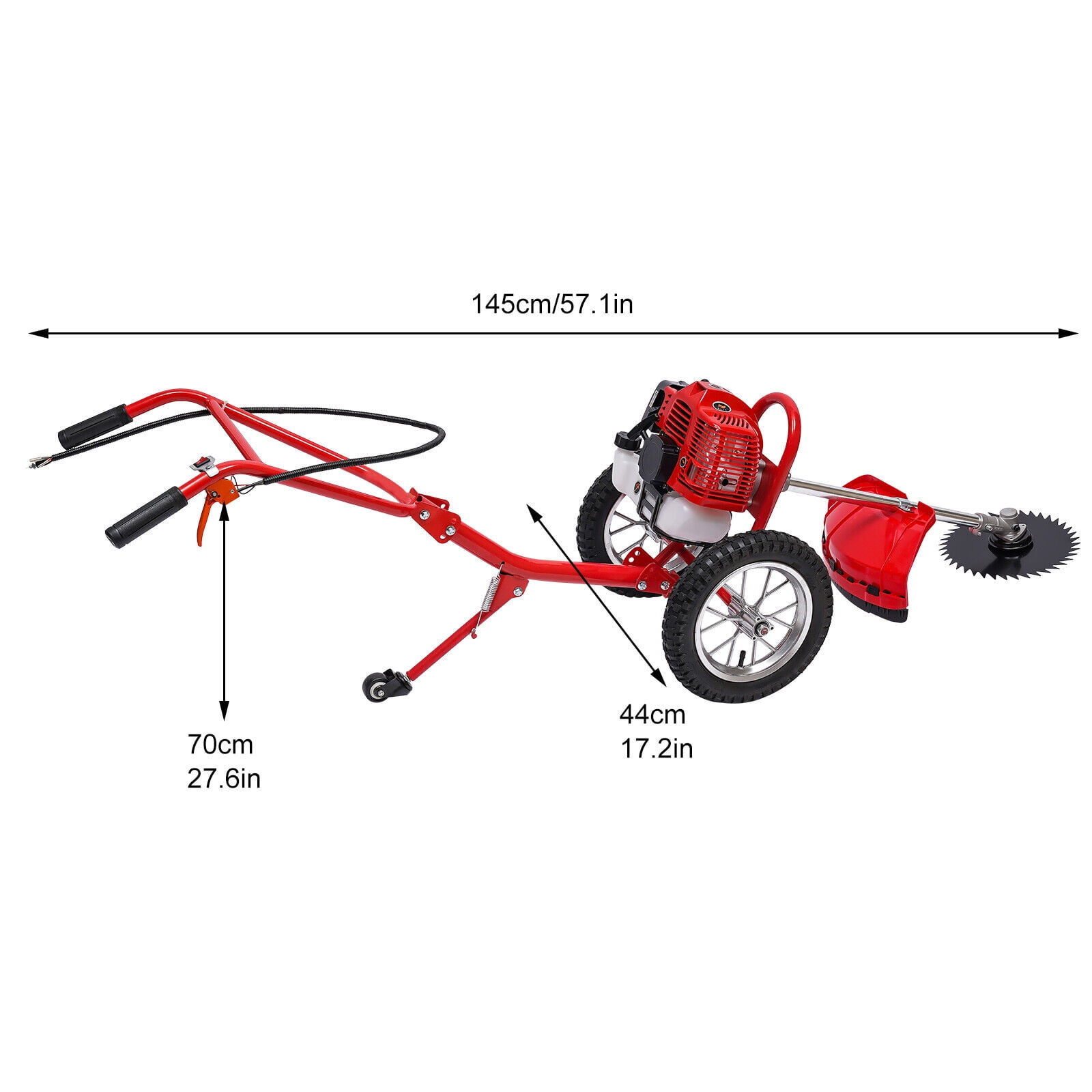 2-Stroke 49CC Gas Mower Grass Trimmer Brush Cutter Hand Push Weeding Machine