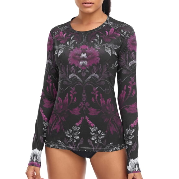 joogoo Womens UPF 50 Sun Shirts Mandala Floral Long Sleeve UV Protection Rash Guard Tops S