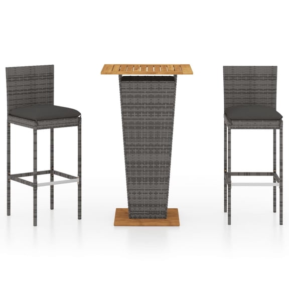 vidaXL Patio Bar Set Seating 3/5/9 Piece Black/Gray 23.6"/31.5" Table Length