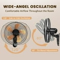 thumbnail image 5 of Wall Mount Fan 20 Inch with Remote, 3-speed Wall Oscillating Quiet Fan with 5 Metal Blades, Adjustable Tilt and Timing, High Velocity Fans for Bedroom, Gym, Office, Warehouse, Garage, Gold, 5 of 10