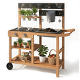 thumbnail image 1 of OLAKIDS Mud Kitchen, Outdoor Play Kitchen with Wheels 3 Cups Removable Sink Cooking Accessories Wooden Kids Kitchen Playset Backyard Garden Toys Gift for Boys Girls Ages 3+, 1 of 10