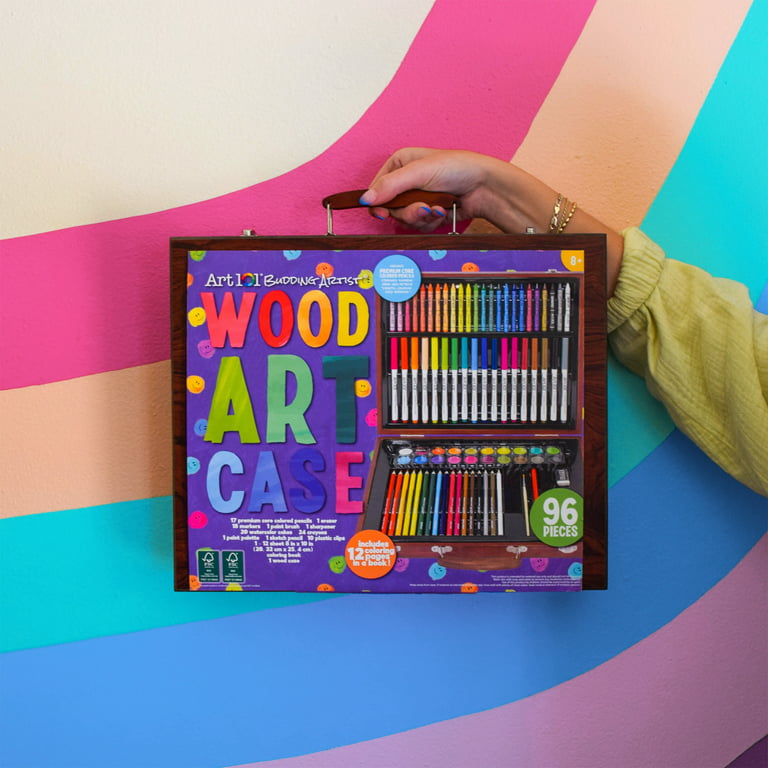 Art 101 Budding Artist 78 Piece Creative Colorable Wood Art Set for Children, Size: Small