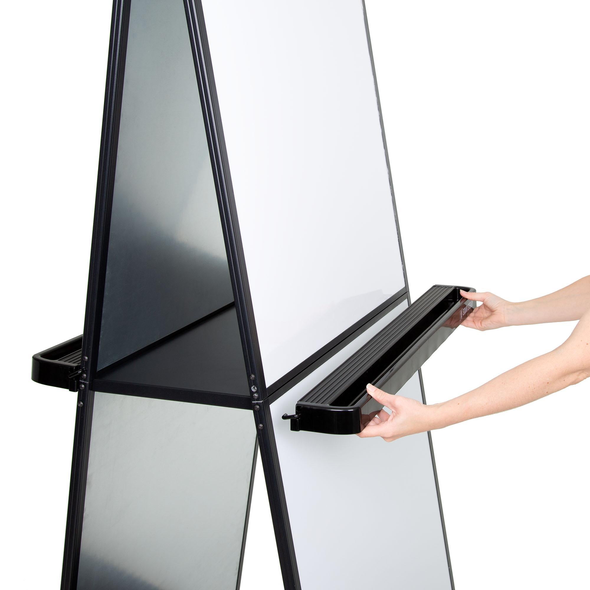 Stand Steady Mobile Whiteboard | Double-Sided Magnetic Dry Erase Board on Wheels | Extra Tall 74 Inch Easel White Board | Portable White Board with Built-In Storage Shelves (74in x 31in)