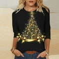 thumbnail image 2 of Luxalzxs Christmas T Shirts for Women 3/4 Sleeve Round Neck Trendy Sparkly Xmas Tree Pullover Tops Holiday Party Costumes Cute Tees, 2 of 4