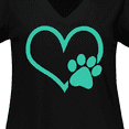 thumbnail image 4 of Inktastic Teal Heart With Paw Print Women's Plus Size V-Neck T-Shirt, 4 of 5
